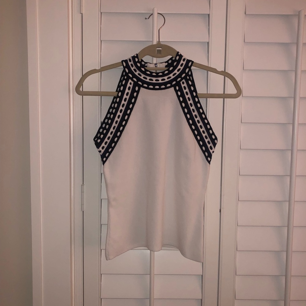 MILLY White cutaway Sleeveless Stretch Fit Knit Top